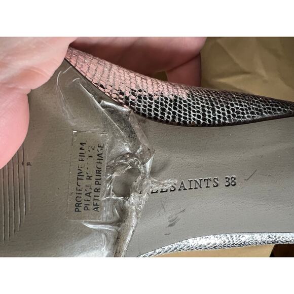 All Saints Orleans Metallic Pointed Toe Mid Calf Boots 8 - Picture 11 of 11